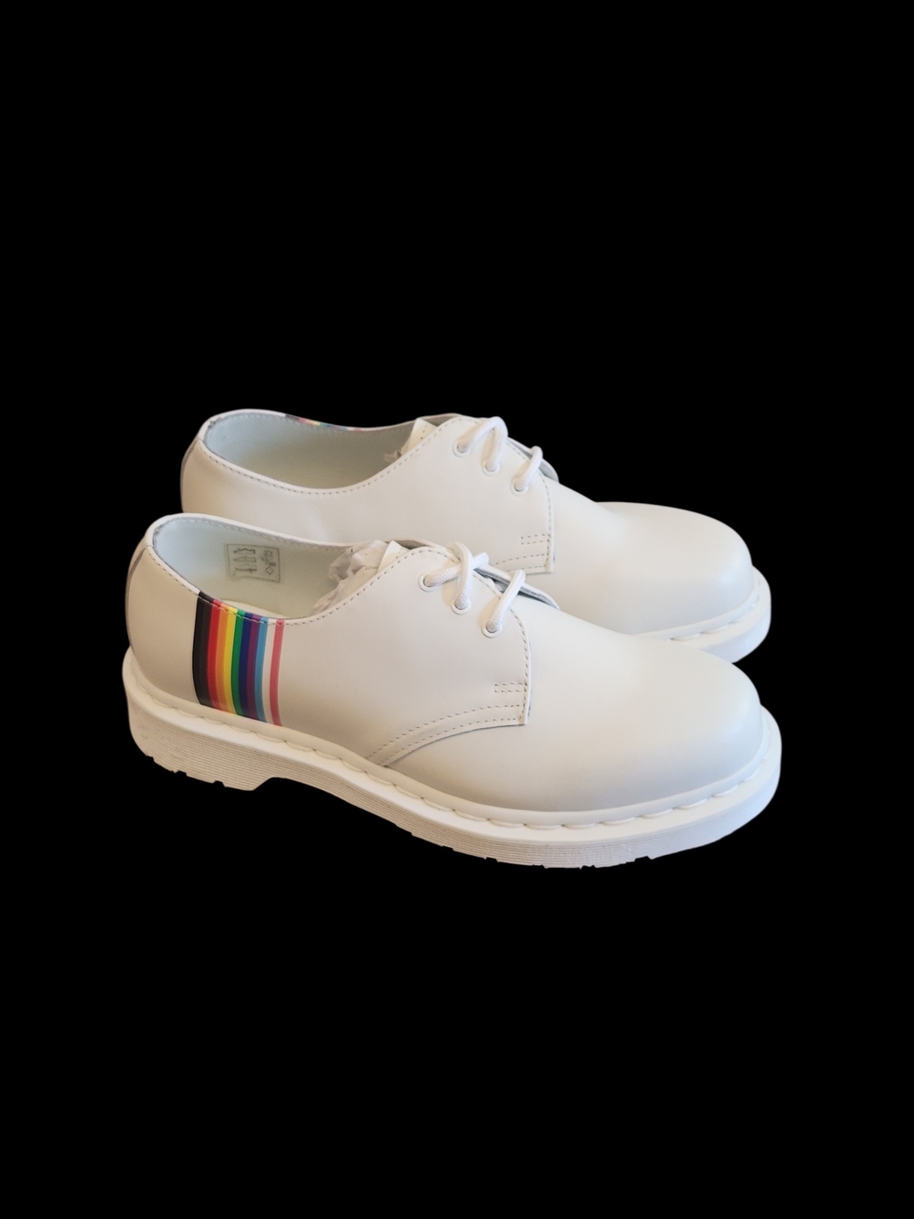 EUC Dr. Martens 1461 Pride Oxford White Leather Rainbow Shoes Unisex LGBTQ Sz 8